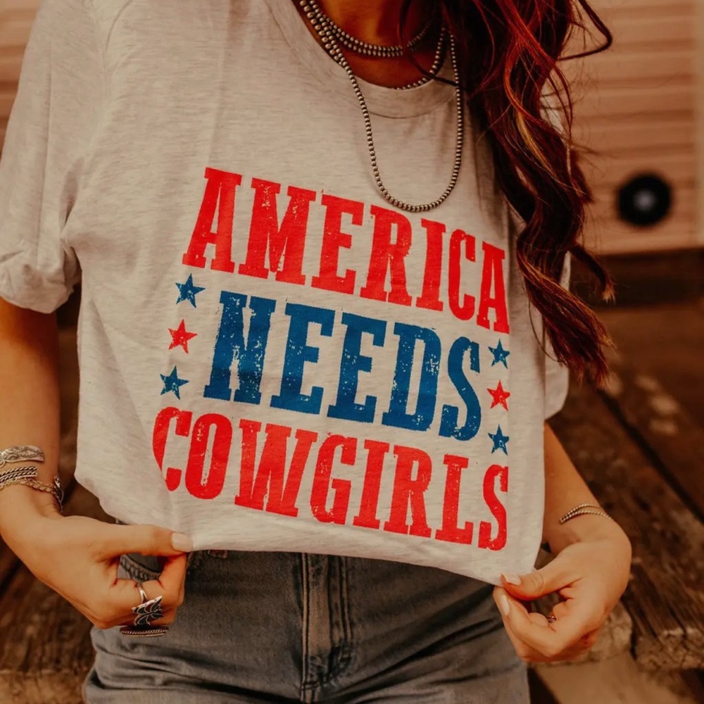 Western Graphic Tee - America Needs Cowgirls